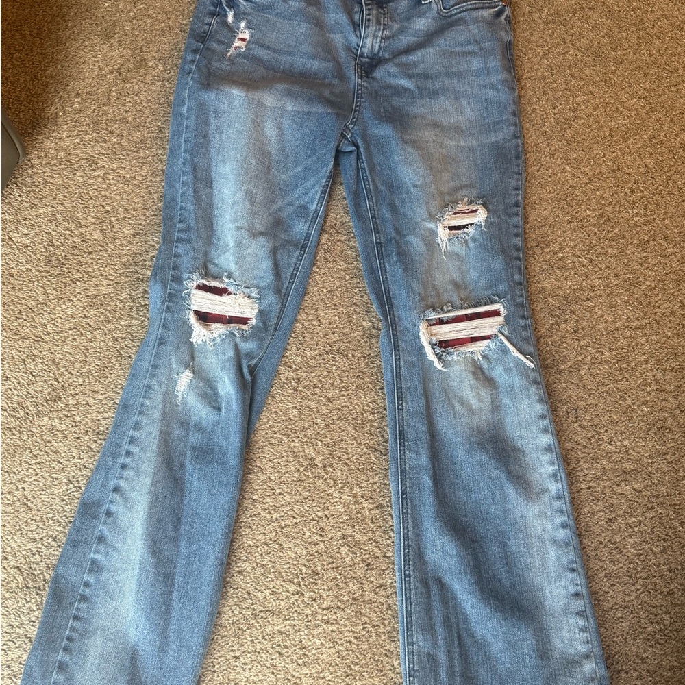 Judy Blue Boot Cut Blue Jeans with Distressed Details